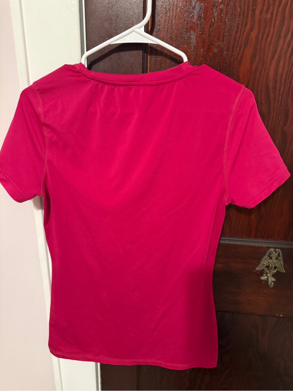adidas Women's Hot Pink V-Neck Short Sleeve Tee - Picture 2 of 5